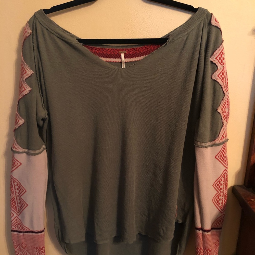 Free People Patch Sleeve Sweater